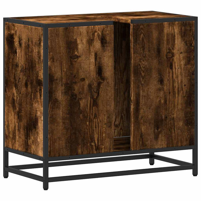Mobile Lavabo Bagno Rovere Fumo 65x33x60 cm Legno Multistrato