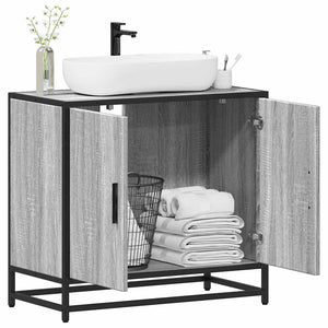 Mobile Lavabo Bagno Grigio Sonoma 65x33x60 cm Legno Multistrato 849267