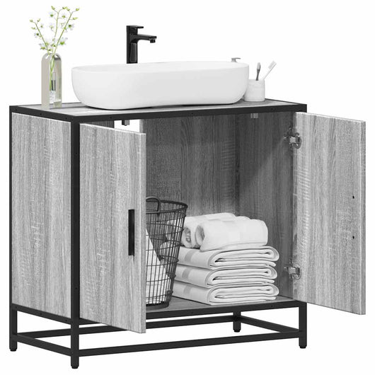 Mobile Lavabo Bagno Grigio Sonoma 65x33x60 cm Legno Multistrato 849267