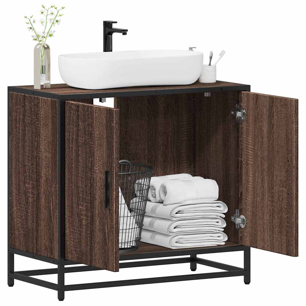 Mobile Lavabo Bagno Rovere Marrone 65x33x60cm Legno Multistrato 849268