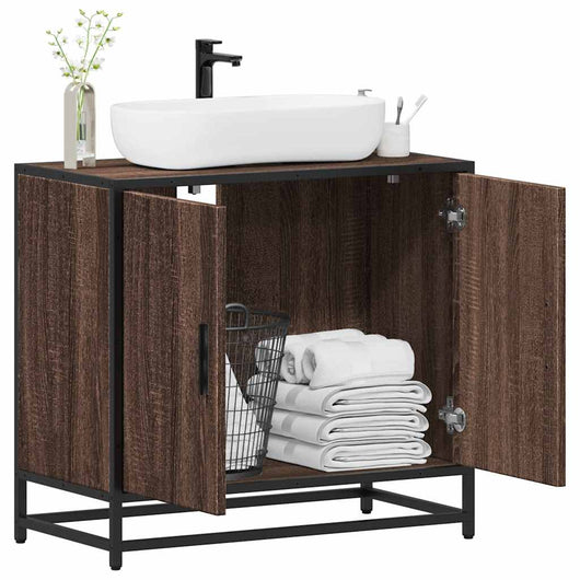 Mobile Lavabo Bagno-Armadietto da bagno Rovere Marrone 65x33x60cm Legno Multistrato 493873