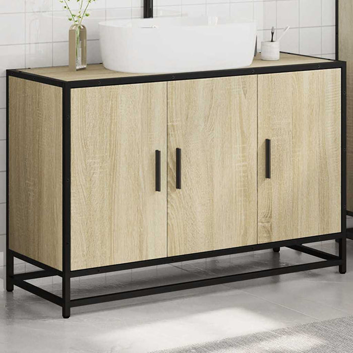 Mobile Lavabo Bagno Rovere Sonoma 90x33x60 cm Legno Multistrato