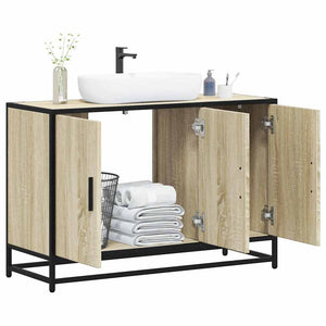 Mobile Lavabo Bagno Rovere Sonoma 90x33x60 cm Legno Multistrato
