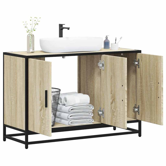 Mobile Lavabo Bagno Rovere Sonoma 90x33x60 cm Legno Multistrato