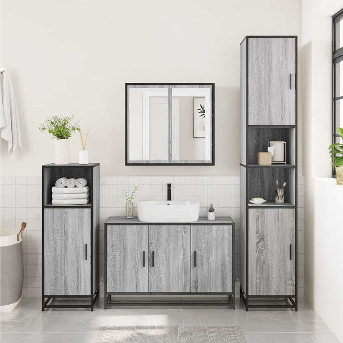 Mobile Lavabo Bagno Grigio Sonoma 90x33x60 cm Legno Multistrato 849272