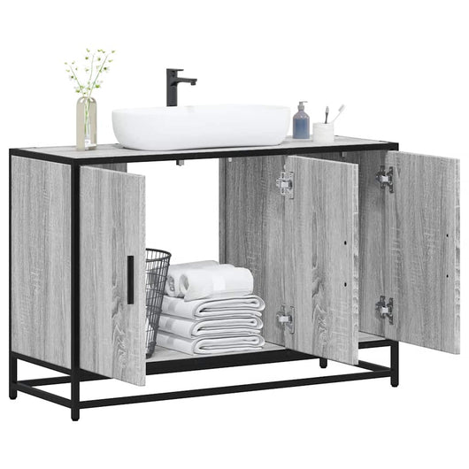 Mobile Lavabo Bagno-Armadietto da bagno Grigio Sonoma 90x33x60 cm Legno Multistrato