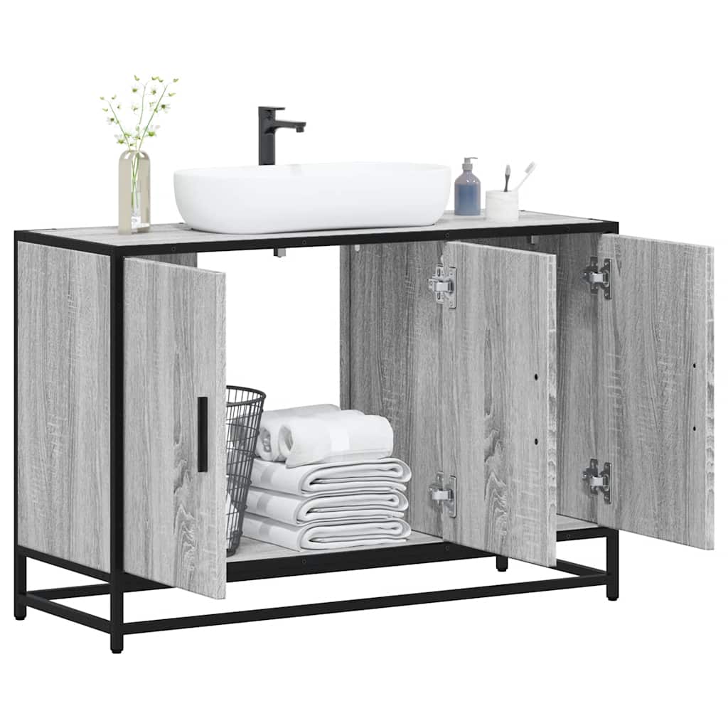 Mobile Lavabo Bagno Grigio Sonoma 90x33x60 cm Legno Multistrato