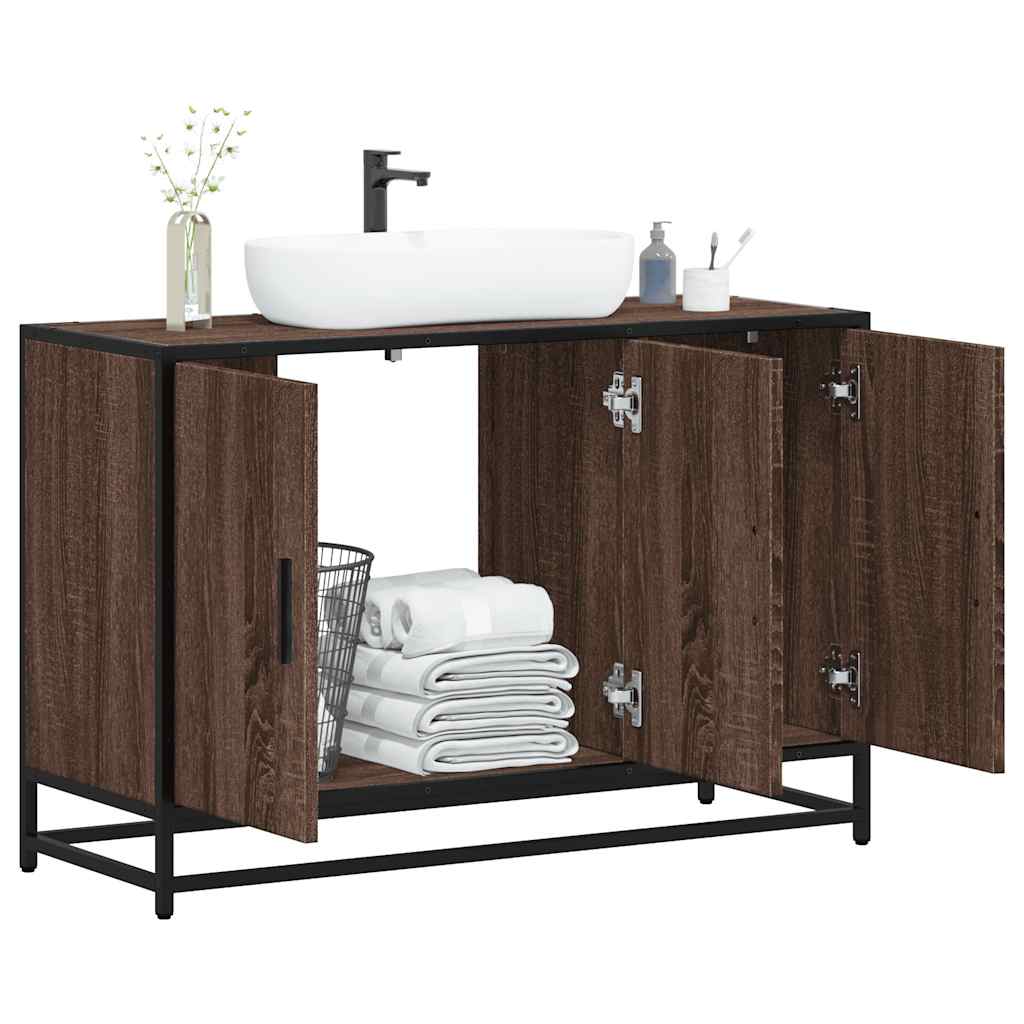 Mobile Lavabo Bagno Rovere Marrone 90x33x60cm Legno Multistrato 849273