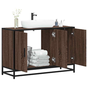 Mobile Lavabo Bagno Rovere Marrone 90x33x60cm Legno Multistrato