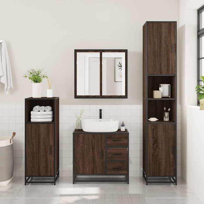 Mobile Lavabo Bagno-Armadietto da bagno Rovere Marrone 65x33x60cm Legno Multistrato 746827