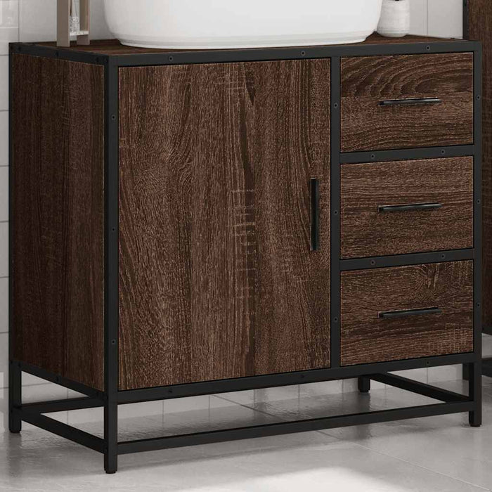 Mobile Lavabo Bagno Rovere Marrone 65x33x60cm Legno Multistrato 849278