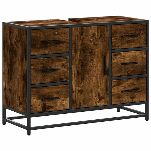 Mobile Lavabo Bagno Rovere Fumo 60x30x60 cm Legno Multistrato 849281