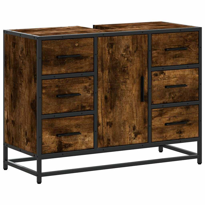 Mobile Lavabo Bagno Rovere Fumo 60x30x60 cm Legno Multistrato 849281