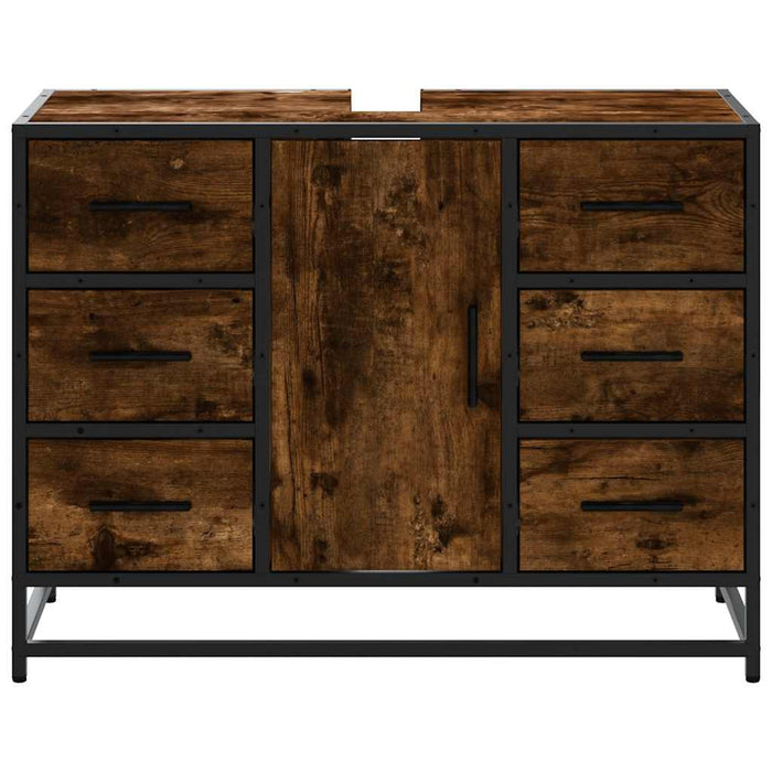 Mobile Lavabo Bagno Rovere Fumo 60x30x60 cm Legno Multistrato 849281