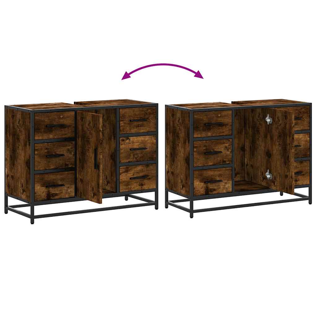 vidaXL Mobile Lavabo Bagno Rovere Fumo 60x30x60 cm Legno Multistrato