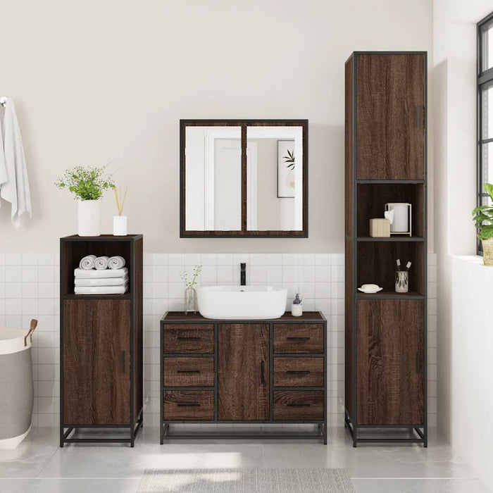 Mobile Lavabo Bagno Rovere Marrone 60x30x60cm Legno Multistrato 849283