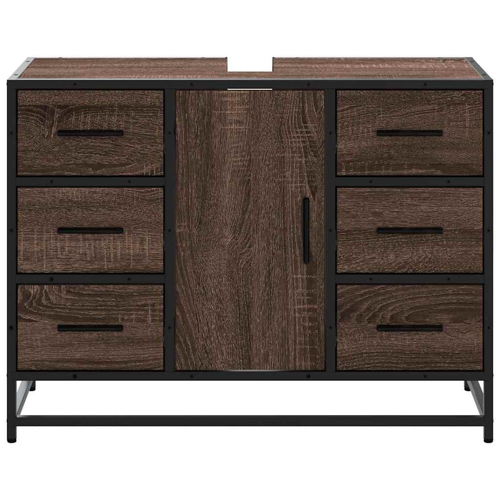 Mobile Lavabo Bagno-Armadietto da bagno Rovere Marrone 60x30x60cm Legno Multistrato 377175