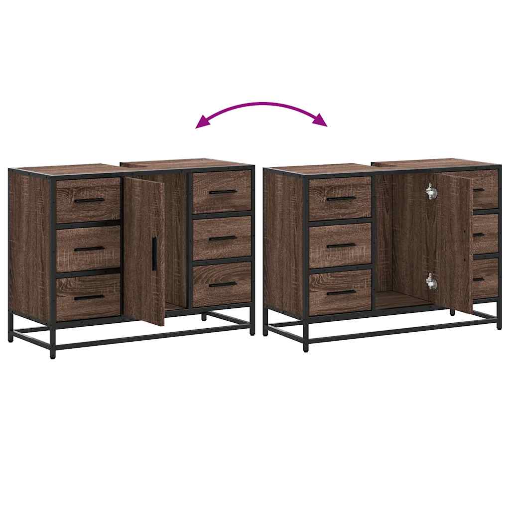 vidaXL Mobile Lavabo Bagno Rovere Marrone 60x30x60cm Legno Multistrato