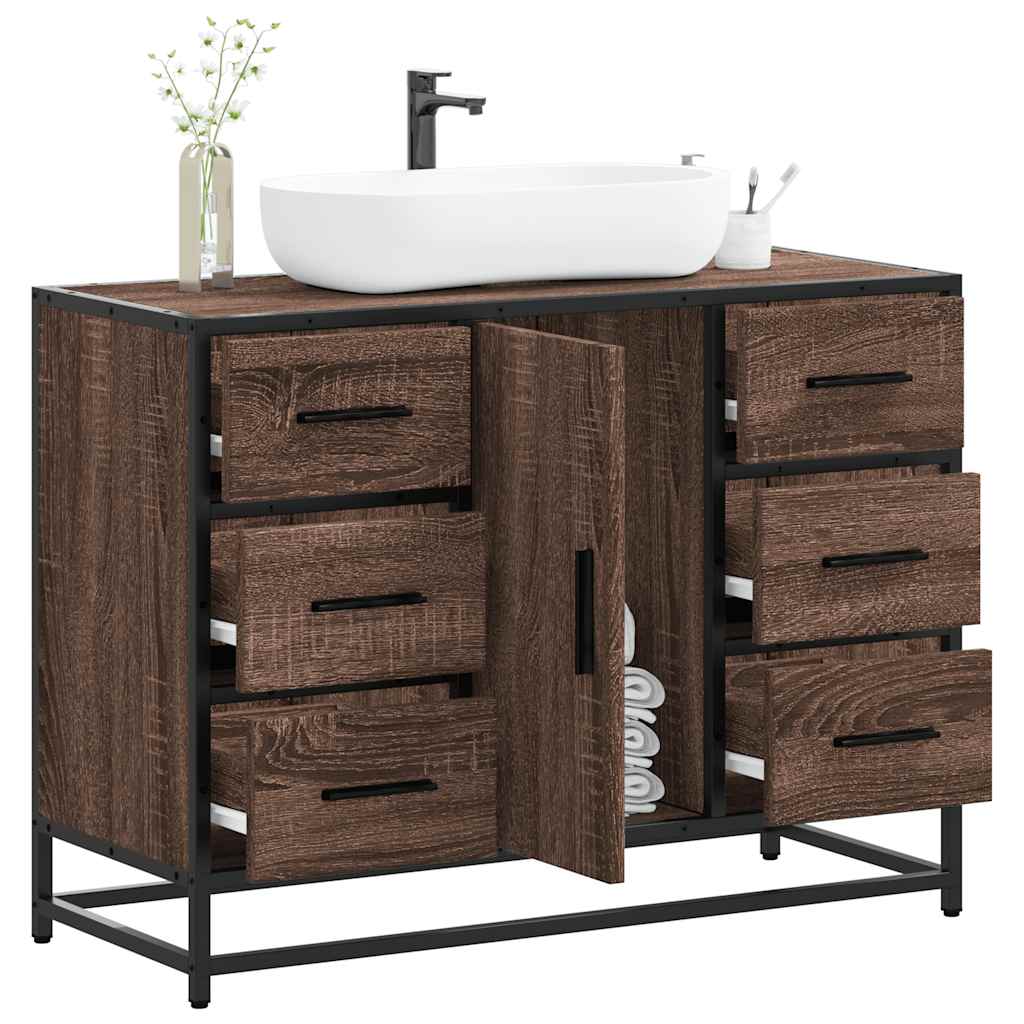 Mobile Lavabo Bagno Rovere Marrone 60x30x60cm Legno Multistrato 849283