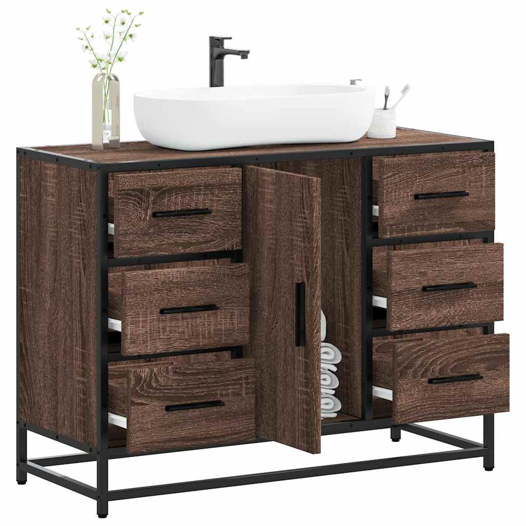 Mobile Lavabo Bagno-Armadietto da bagno Rovere Marrone 60x30x60cm Legno Multistrato 377175
