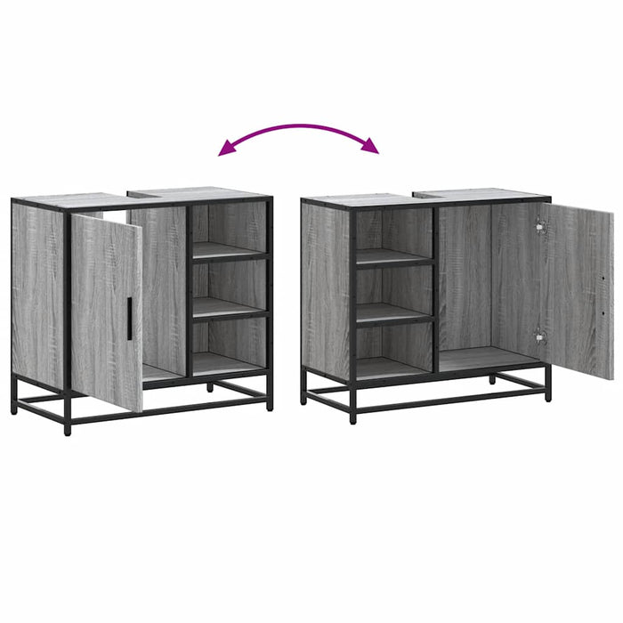 Mobile Lavabo Bagno Grigio Sonoma 65x33x60 cm Legno Multistrato