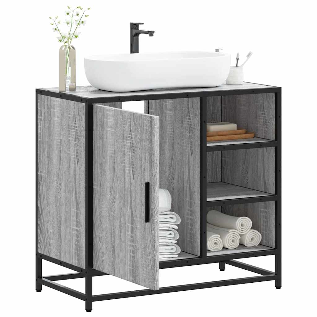 Mobile Lavabo Bagno Grigio Sonoma 65x33x60 cm Legno Multistrato