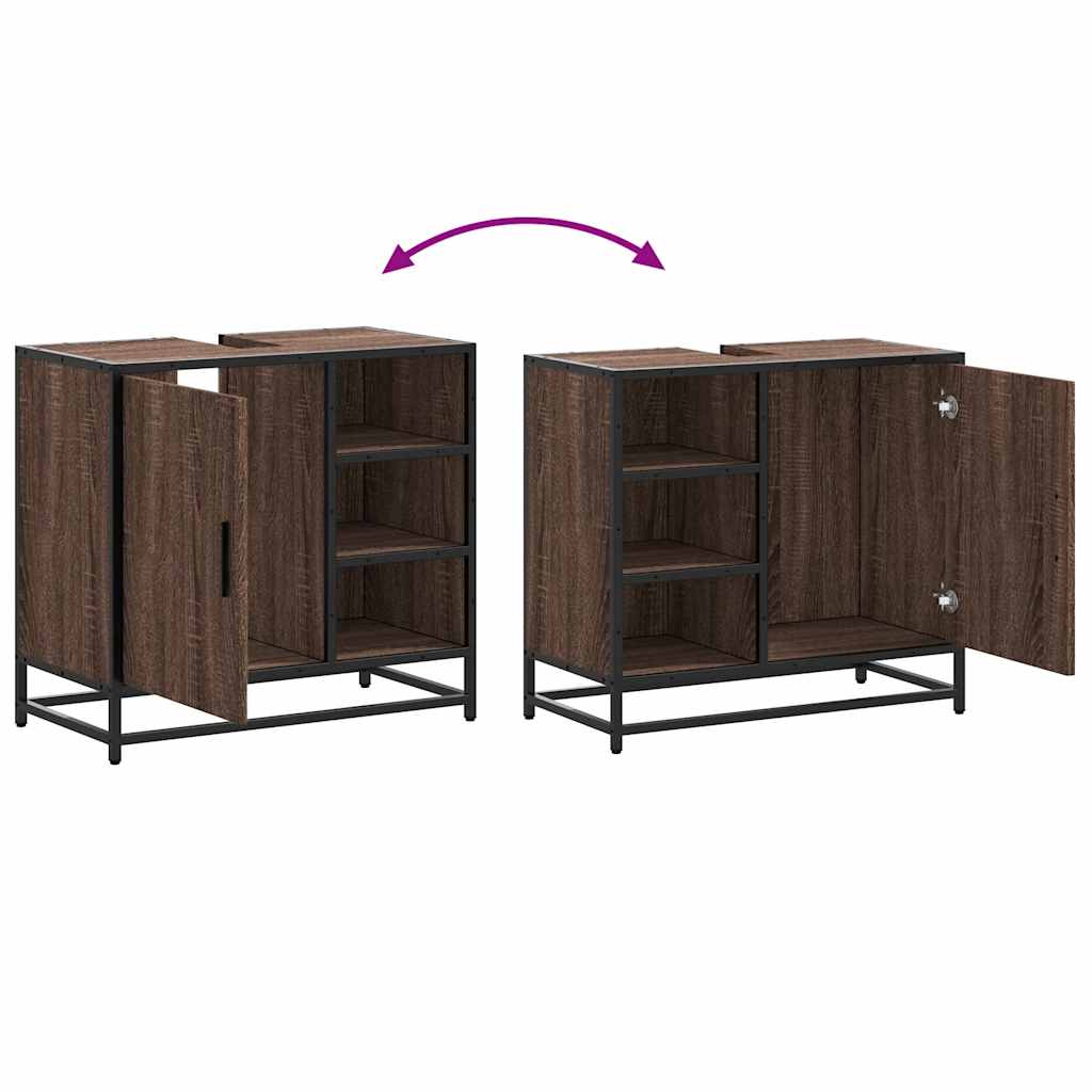 vidaXL Mobile Lavabo Bagno Rovere Marrone 65x33x60cm Legno Multistrato