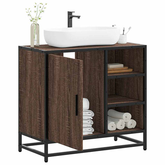 vidaXL Mobile Lavabo Bagno Rovere Marrone 65x33x60cm Legno Multistrato