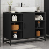 Mobile Lavabo Bagno Nero 60x30x60 cm Legno Multistrato 849289