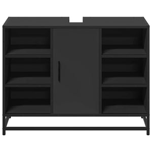 Mobile Lavabo Bagno Nero 60x30x60 cm Legno Multistrato 849289