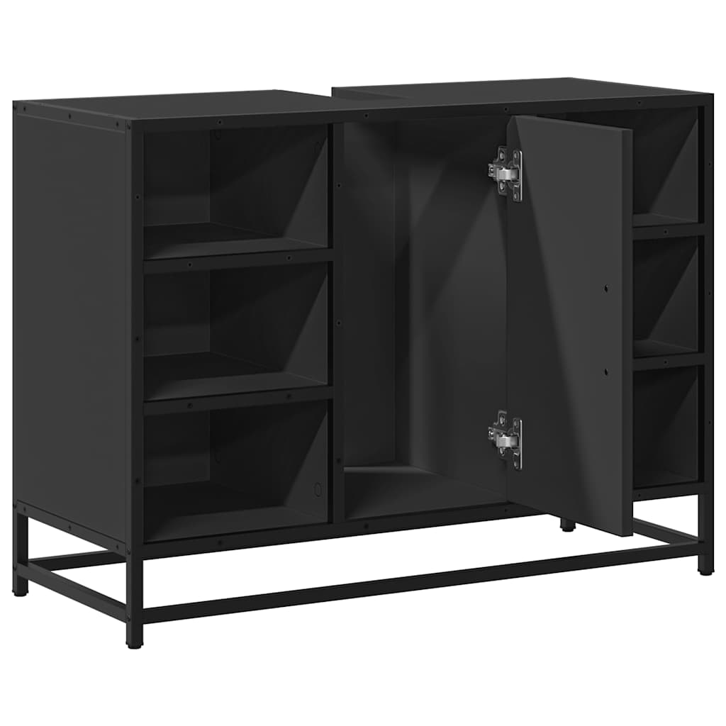Mobile Lavabo Bagno Nero 60x30x60 cm Legno Multistrato 849289