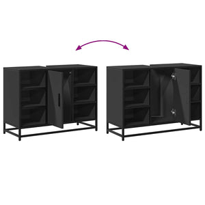 vidaXL Mobile Lavabo Bagno Nero 60x30x60 cm Legno Multistrato