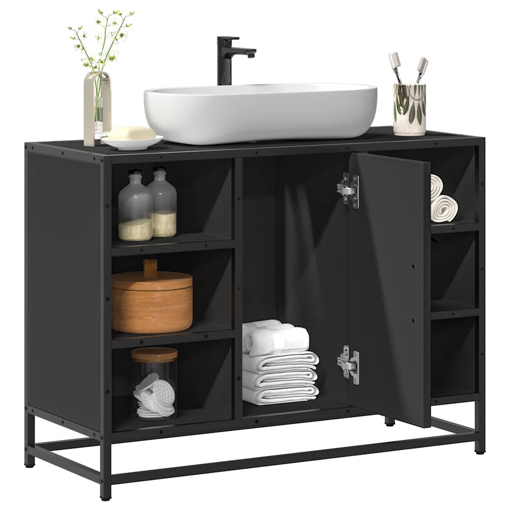 vidaXL Mobile Lavabo Bagno Nero 60x30x60 cm Legno Multistrato