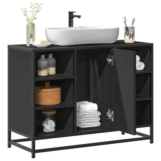 vidaXL Mobile Lavabo Bagno Nero 60x30x60 cm Legno Multistrato
