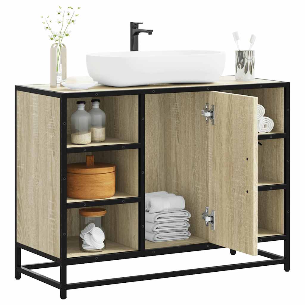 Mobiletto per Lavabo da Bagno Rovere Sonoma 80x33x60 cm Legno Massello 849290