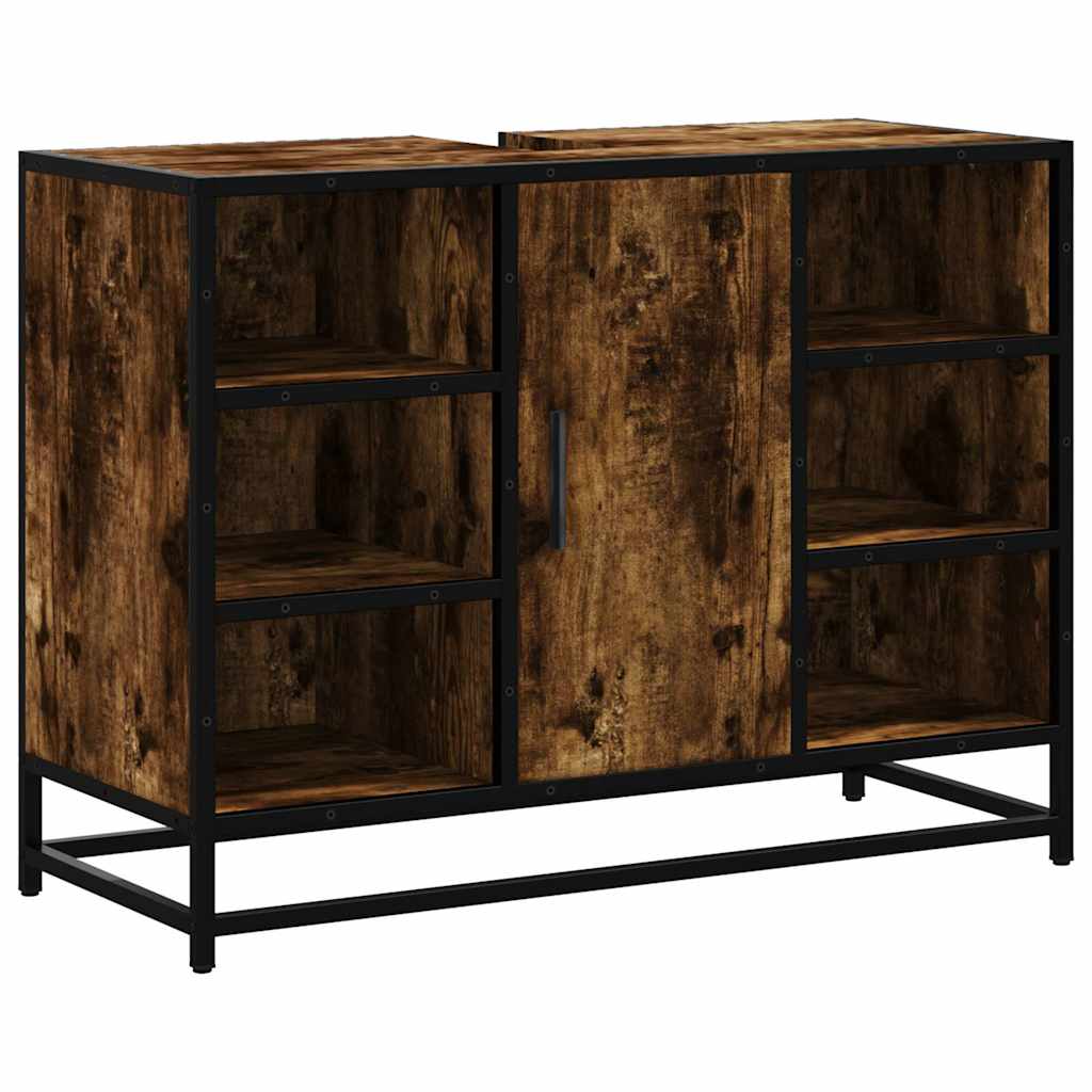 Mobile Lavabo Bagno-Armadietto da bagno Rovere Fumo 60x30x60 cm Legno Multistrato 215423