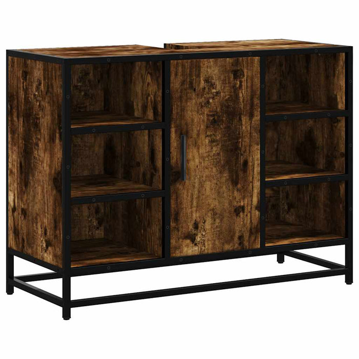 Mobile Lavabo Bagno-Armadietto da bagno Rovere Fumo 60x30x60 cm Legno Multistrato 215423