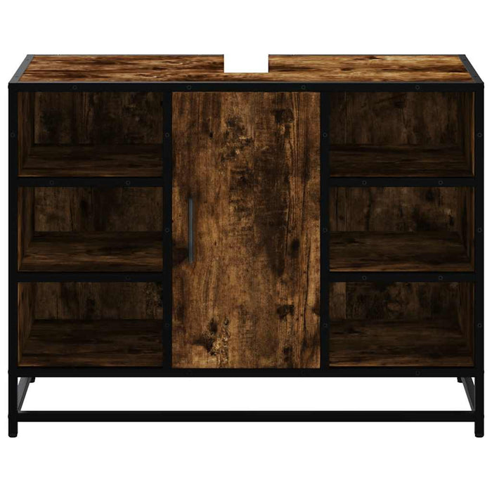 Mobile Lavabo Bagno-Armadietto da bagno Rovere Fumo 60x30x60 cm Legno Multistrato 215423