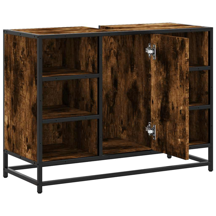 Mobile Lavabo Bagno Rovere Fumo 60x30x60 cm Legno Multistrato