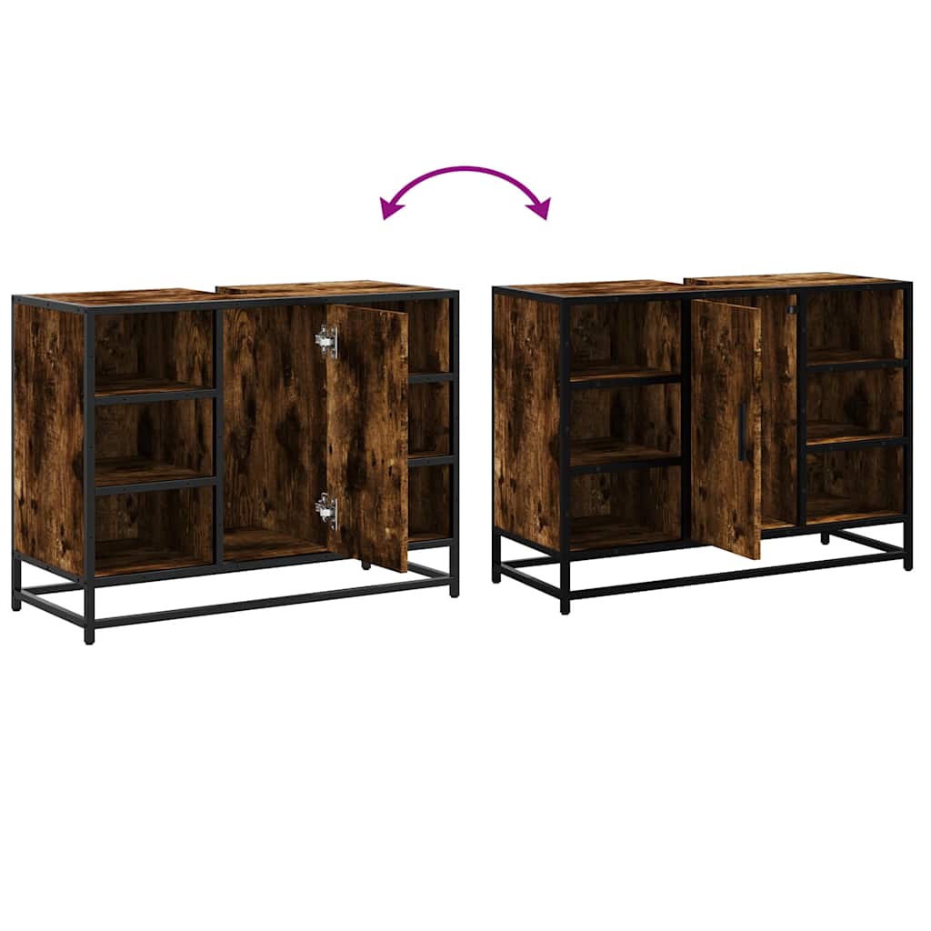 Mobile Lavabo Bagno Rovere Fumo 60x30x60 cm Legno Multistrato 849291