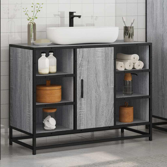 Mobile Lavabo Bagno Grigio Sonoma 60x30x60 cm Legno Multistrato