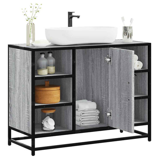 Mobile Lavabo Bagno Grigio Sonoma 60x30x60 cm Legno Multistrato