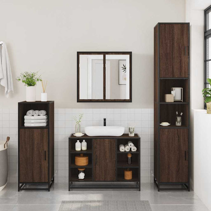 Mobile Lavabo Bagno Rovere Marrone 60x30x60cm Legno Multistrato 849293
