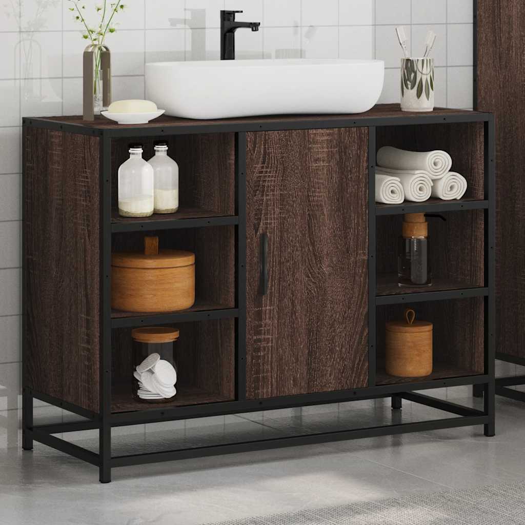 Mobile Lavabo Bagno Rovere Marrone 60x30x60cm Legno Multistrato 849293