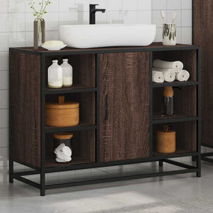 Mobile Lavabo Bagno Rovere Marrone 60x30x60cm Legno Multistrato