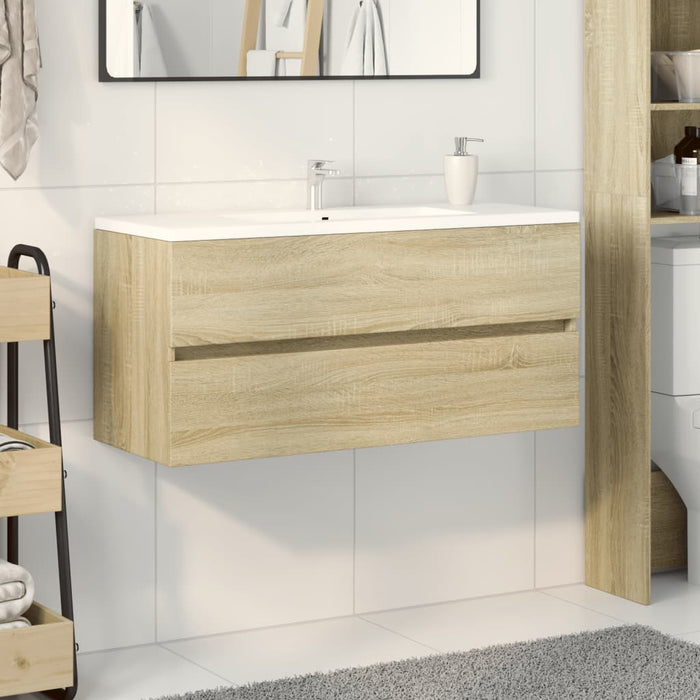 Mobile Lavabo Bagno-Armadietto da bagno Rovere Sonoma 100x38,5x45 cm in Truciolato