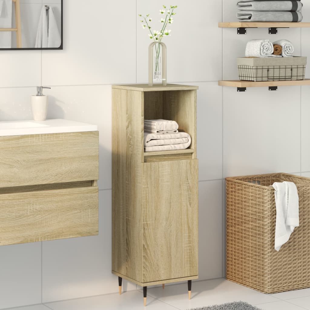 Armadietto da Bagno Rovere Sonoma 30x30x100cm Legno Multistrato 849670
