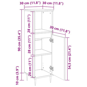 Armadietto da Bagno Rovere Sonoma 30x30x100cm Legno Multistrato