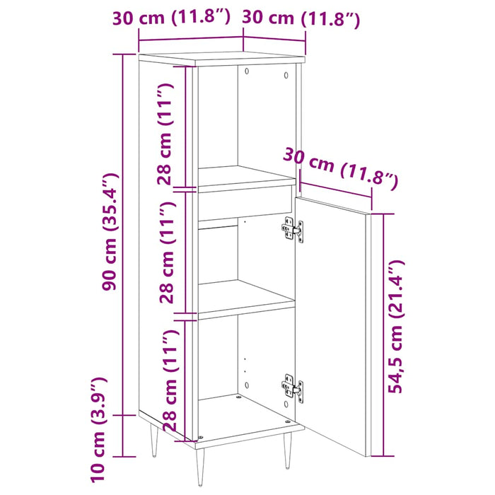 Armadietto da Bagno Rovere Sonoma 30x30x100cm Legno Multistrato