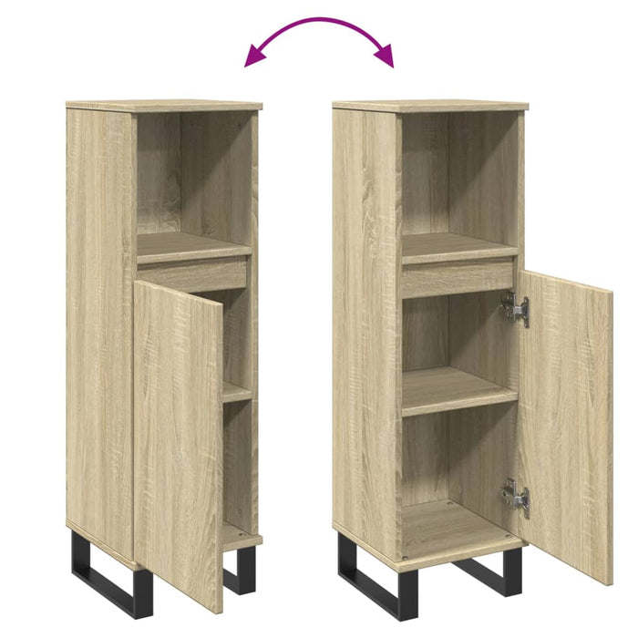 Armadietto da Bagno Rovere Sonoma 30x30x100cm Legno Multistrato 849672